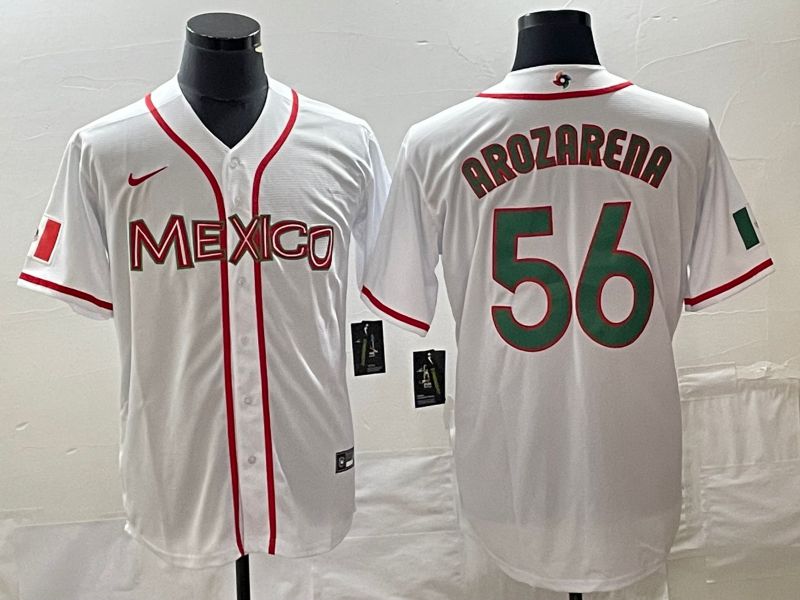 Men 2023 World Cub Mexico #56 Arozarena White green Nike MLB Jersey 10